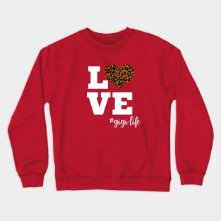Love Gigi Life Leopard Print Heart Crewneck Sweatshirt
